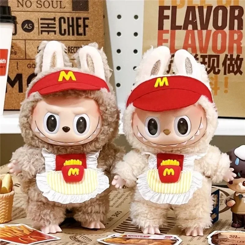 15 17cm For Labubu Doll Workwear Working Cosplay Clothes Fast Food Cola Fries Overalls Outfit Clothing Dollhouse Accessories
