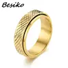 Besiko Anti Stress Anxiety Fidget Spinner Couple Rings For Lovers Rotating Stainless Steel Wedding Band Knuckle Ring Jewelry 4