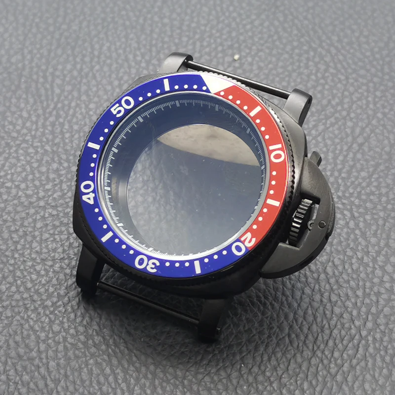 

42mm Black NH35 Watch Cases Transparent Bottom Cover Fits Seiko NH35 NH36 4R 7S Movement Fashion Bezel Men's Watch Case Parts