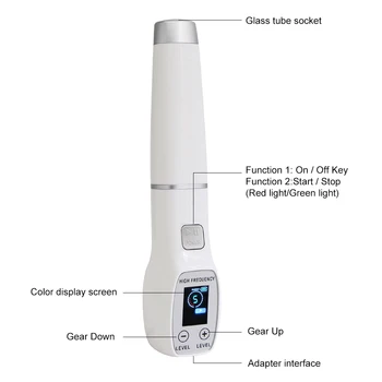 High Frequency Electrode Wand Glass Tube Electrotherapy Acne Spot Remover Skin Care Home Spa Beauty Facial Therapy Wand 5
