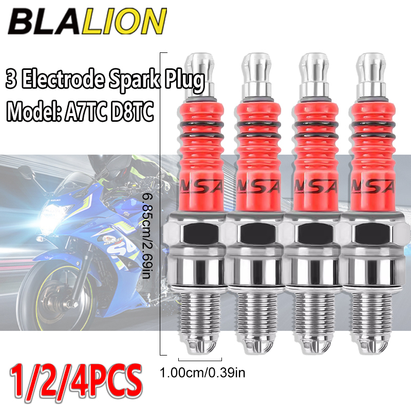 BLALION Moto Racing 3 Electrode Spark Plug A7TC D8TC GY6 CG 50 70 110 125 150CC for Knight Moped Scooter ATV Go Kart Spark Plug