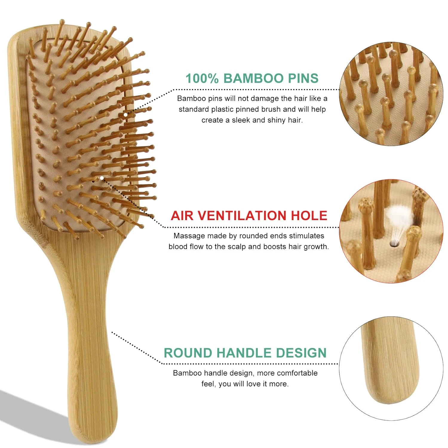 Deluxe Bamboo Hairbrush & Air Cushion Comb Set - Versatile & Gentle Haircare