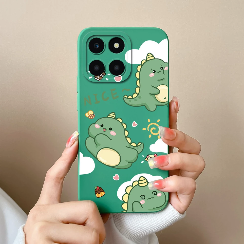 Coque For Huawei Honor X6A Cute Dinosaur Soft Square Silicone Cover Anti Fingerprint Fundas For HonorX6A WDY-LX1 LX2 Phone Cases