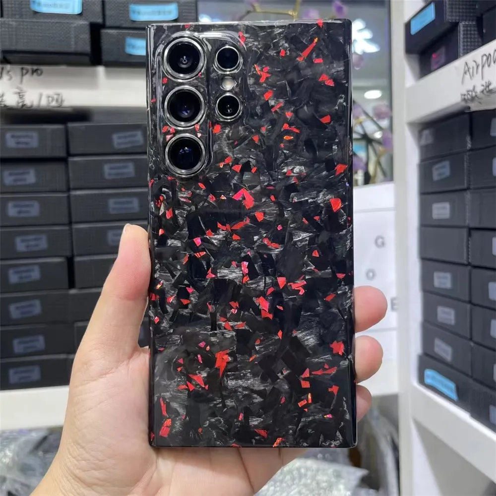 

Глянцевый чехол из натурального углеродного волокна для Samsung Galaxy S23 S24, сверхнеравномерная кованая задняя крышка