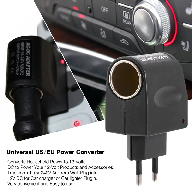 AC 220V to DC 12V Car Cigarette Lighter Charger Power Converter