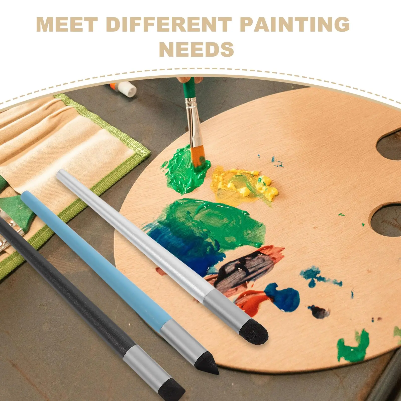 3PCS Blending Sponge Pen For Oil Pastel Washable Sketch Rubbing Brush Reusable Drawing Art Blenders Detail Tools Artist Supplies