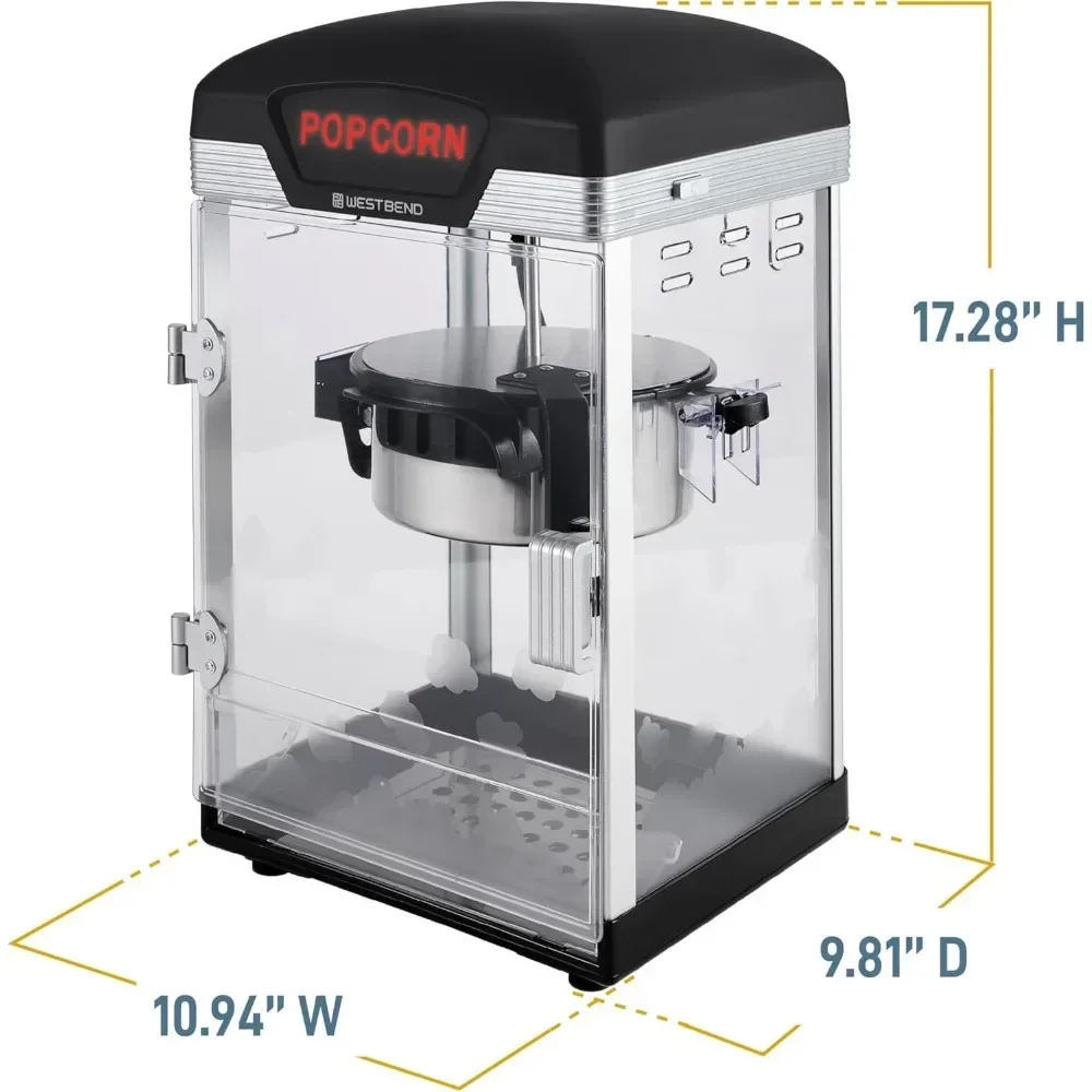 4 Qt Popcorn Machine,	Polycarbonate (PC) Gourmet Popcorns Maker Machine with Nonstick Popcorn Kettle Scoop 6