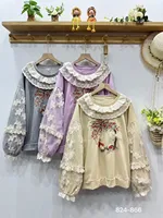 Autumn New Sweet Embroidered Hoodies Women Long Sleeve Casual Tops 824-866 1