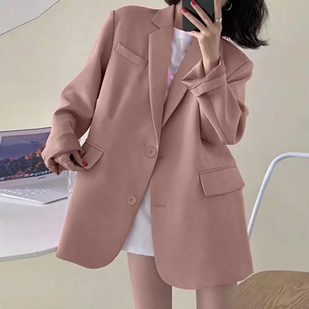 

Casual Blazer Windproof Suit Jacket Single Breasted Placket Autumn Winter Solid Color Casual Lapel Suit Jacket Workwear