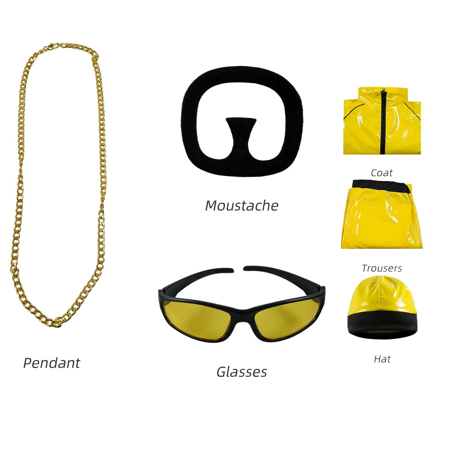 Cosplay Costume Disco Hippie Retro Hip Hop Stage Performance Yellow Jacket Pants Hat Sportswear Halloween Fantasia Party Suit