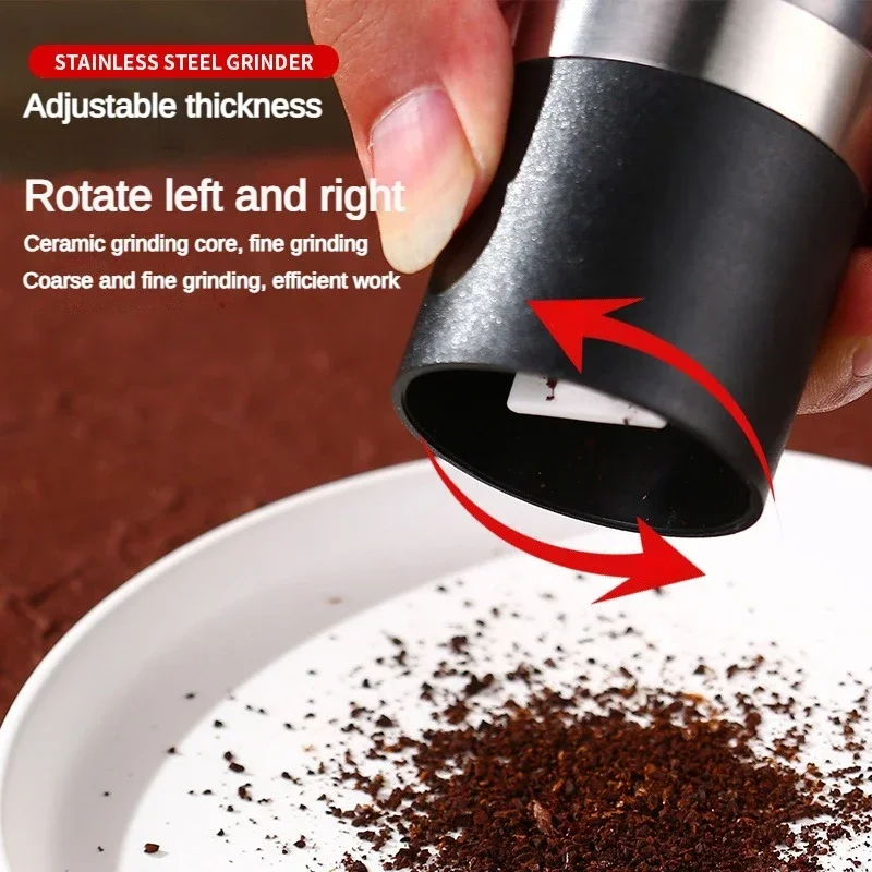 Salt and Pepper Grinder 2 in 1 Manual Stainless Steel Adjustable Ceramic Grinding Spice Mill Kitchen Tool