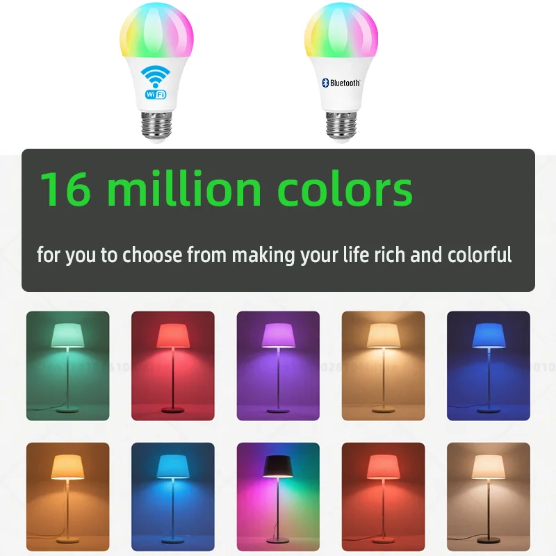 LED Light Bulbs Tuya Wifi Bluetooth Smart E27 RGB Alexa AC 85 265V For Google Assistant Life