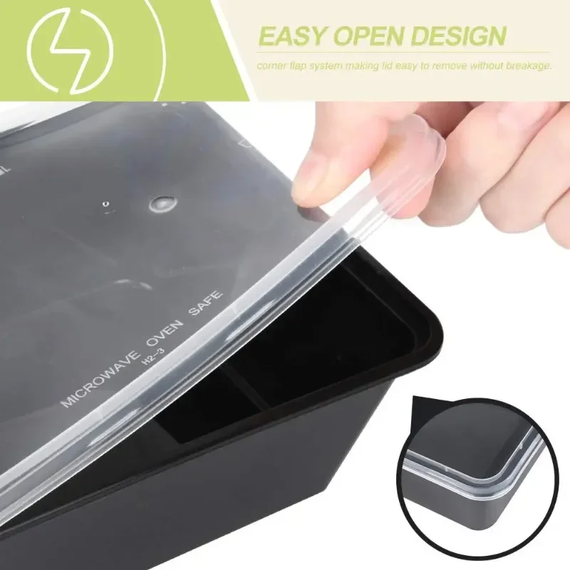 Description Picture 3 of item10 Sets Black Disposable Lunch Boxes with Lids Microwave Food Storage Containers Kitchen Refrigerators Household Tools
