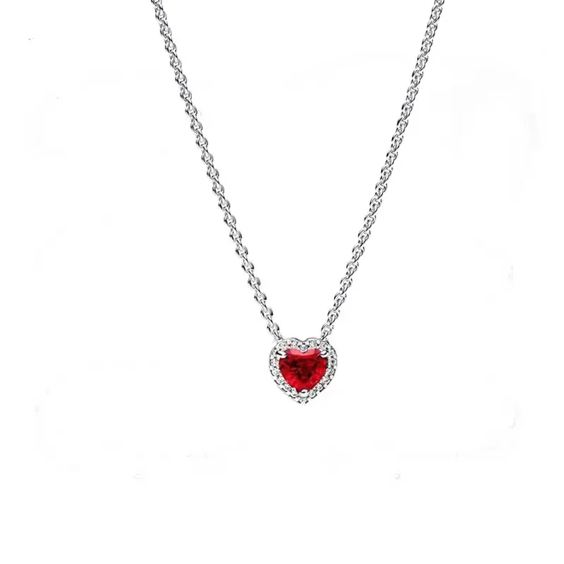 Pendant necklace colorful heart shaped pendants necklace 925 sterling silver elevated heart necklace lover's holiday fine jewelry gift