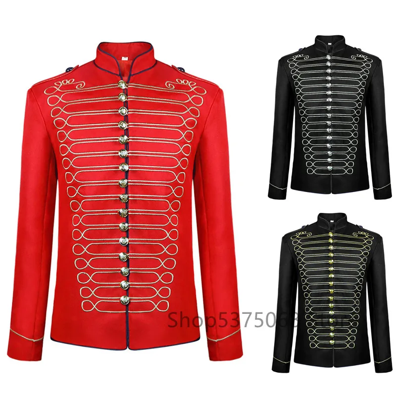 

Golden Embroidery King Prince Renaissance Medieval Men Halloween Custome Cosplay Long sleeve Party Jacket outwear Performance