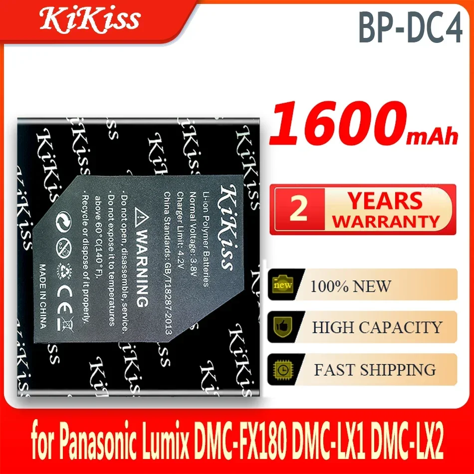 Batteria Kikiss Bp-Dc4 Bpdc4 1600Mah Per Panasonic Lumix Dmc-Fx180 Dmc-Lx1 Dmc-Lx2 Lx3 Fs1 Fs2 Fx01 Fx07 Bateria Ad Alta Capacità