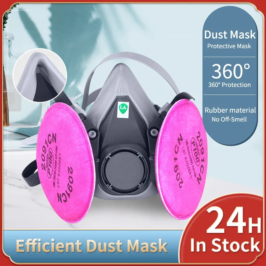 Protective Mask Dust Mask Spray Paint 6200 with 2091 P100 Anti-particle Filter Industrial Dustproof PM2.5 Acid Particle
