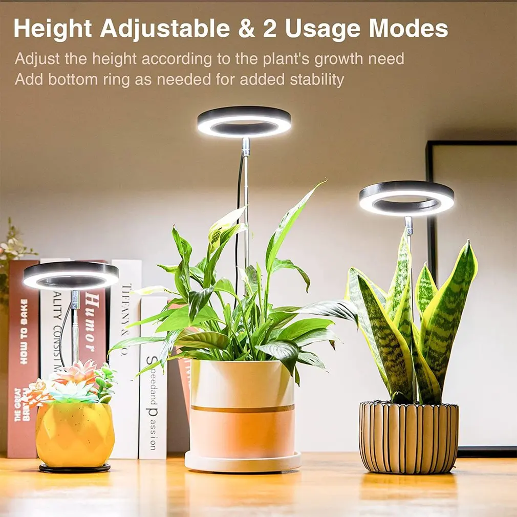 

LED Grow Light Stable Full Spectrum Automatic Timer Height Adjustable USB Growing Lamp LED Plant Light Halo For Indoor Plant