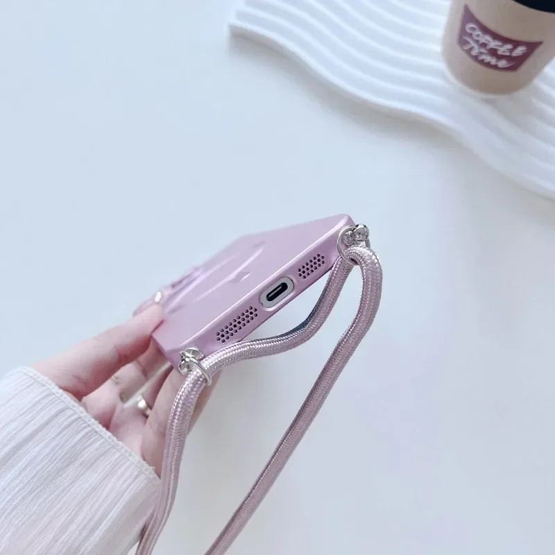Magnetic Crossbody Shockproof Phone Case with Matte Finish and Lanyard Strap