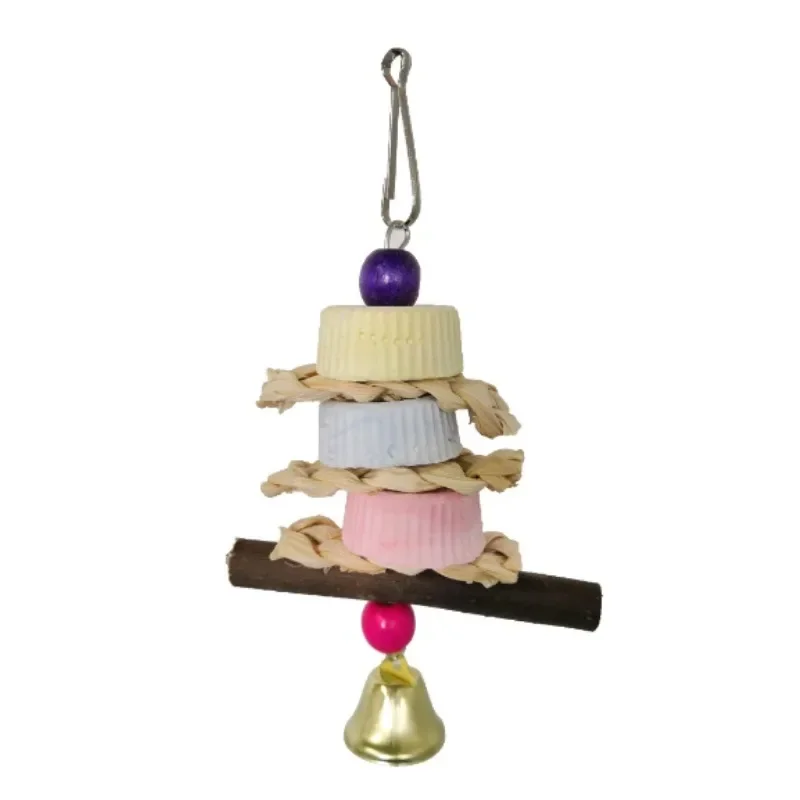 Parrot Calcium Supplementation and Bite Supplies, Bird Toy Grinding Stone Bite String, Straw Corn Skin Toy Apple Branch Bite 4