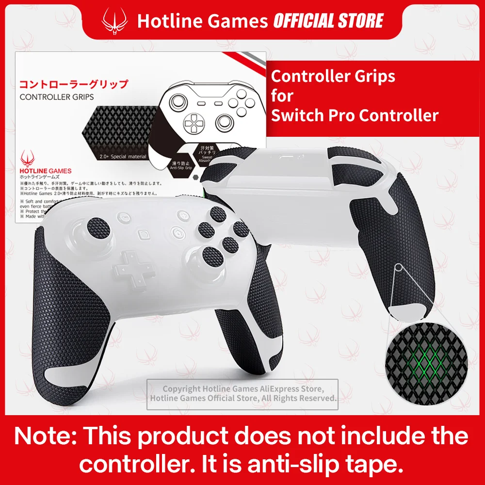 Hotline Games 2.0 Plus Controller Grip Tape Compatibile Con Switch Pro Controller, Antiscivolo, Traspirante