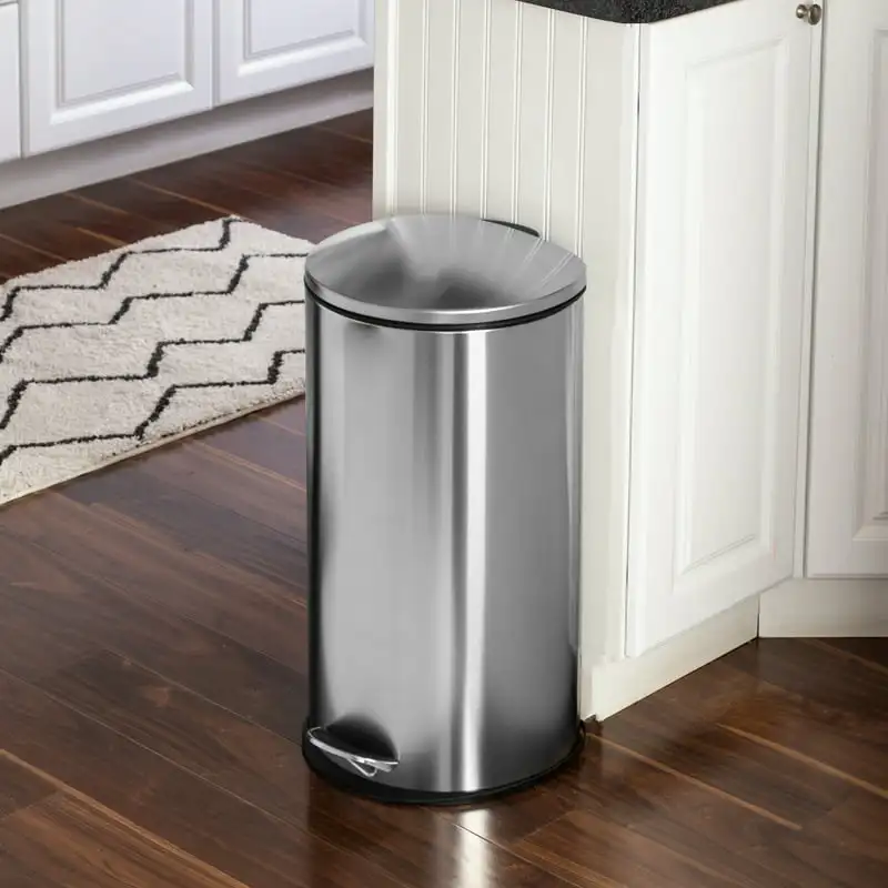 Honey Can Do 7.9 Gallon Trash Can, Round Step On Kitchen Trash Can, White -  AliExpress