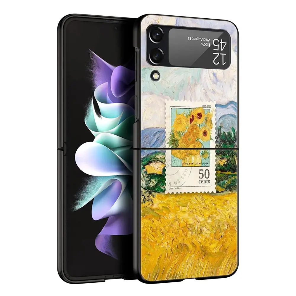 Starry Sky Van Gogh Art Black Hard Folding Phone Case