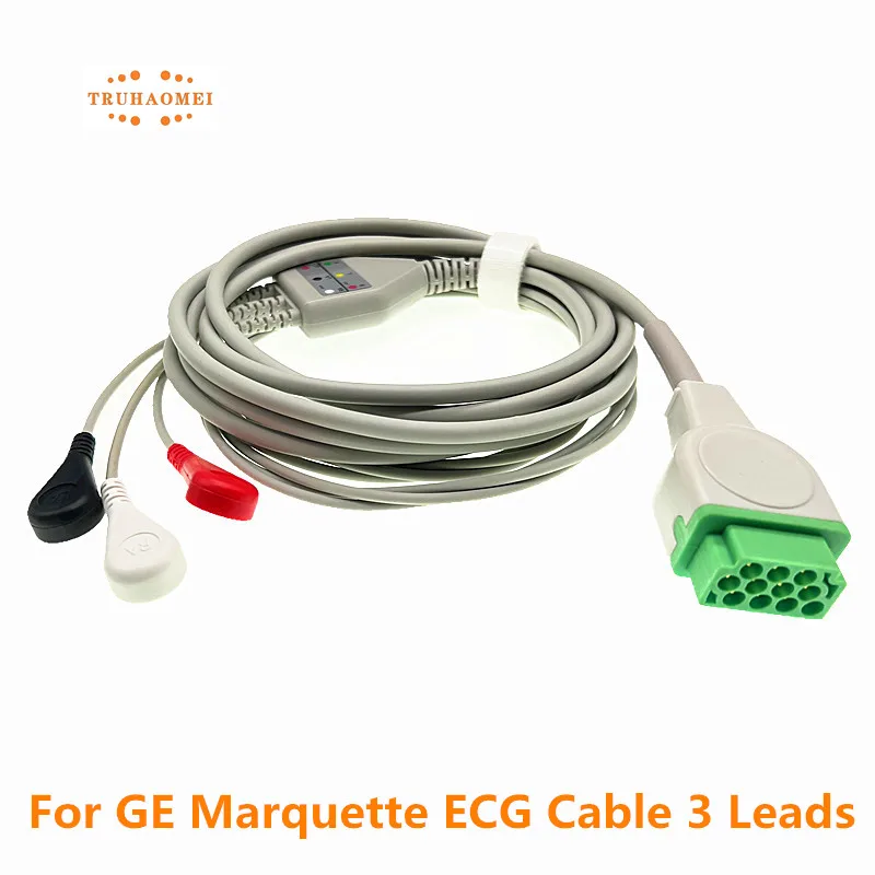 Per Ge Marquette Ecg Cable 11 Pin One Piece 3 Lead E 5 Leadwires Snap Or Grabber Aha Clip Veterinaria Dash 1000 Solar 3000
