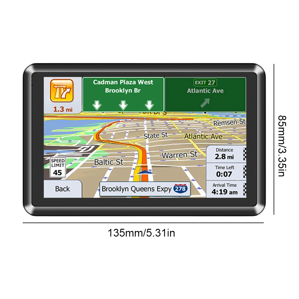 5인치 차량용 GPS 네비게이션 FM 트랜스미터 차량 모니터 256MB+8G 음성 알림 미니 USB TF EU AU 북미 지도 과속 경고