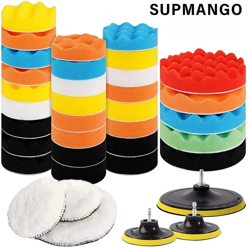 3 Inch Car Polishing Pad Kit Polish Buffing Pad Abrasive Disc Sponge Foam Pads For Headlight Refurbish