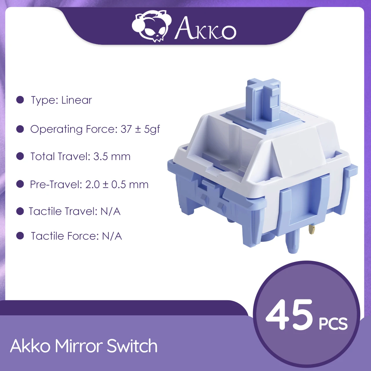 Akko Mirror Switch 5 Pins 37gf Low Operating Force Linear Switches