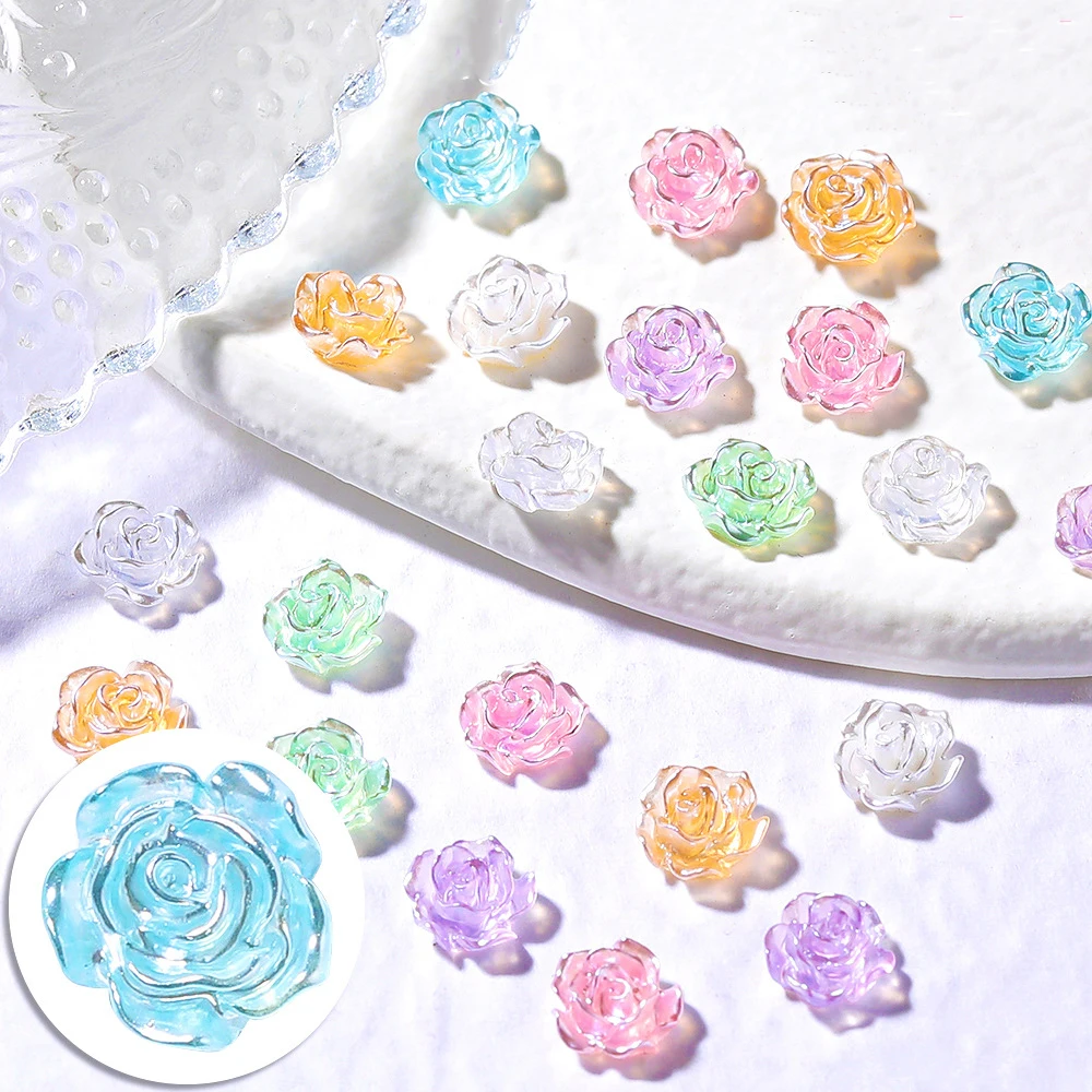 

Nail Accessories 50pcs/set Japanese Candy Color System Small Fresh Three-dimensional Camellia Resin Nail Decorations