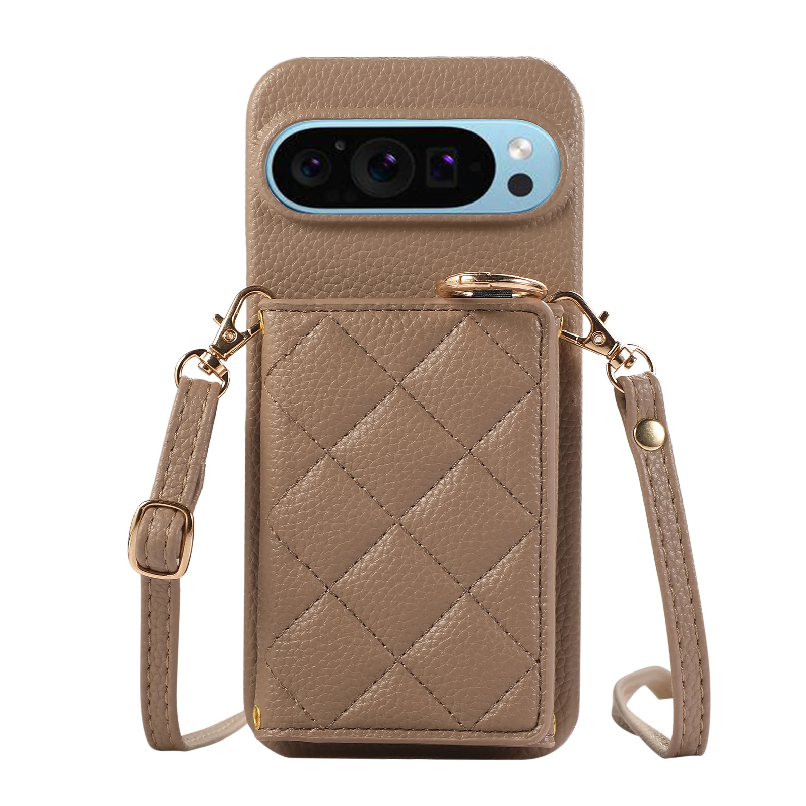 Crossbody Leather Wallet Case with Card Slot and Ring Holder