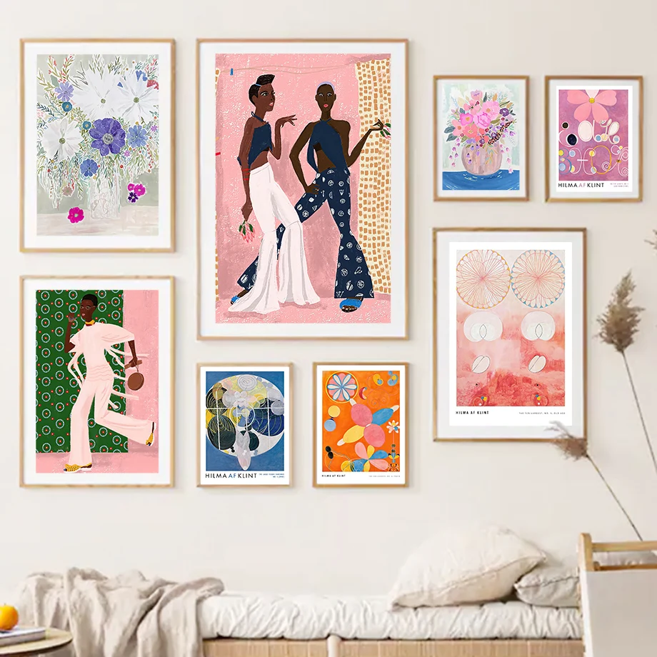 

Fashion Black Girl Hilma Af Klint Flowers Wall Art Canvas Painting Nordic Posters And Prints Wall Pictures For Living Room Decor