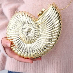 심플한 소라 디너 백, 여성용 숄더 메신저 크로스 바디 백, 재미있는 개성 금속 체인 클러치, 아크릴 쉘 전화 가방, 인기