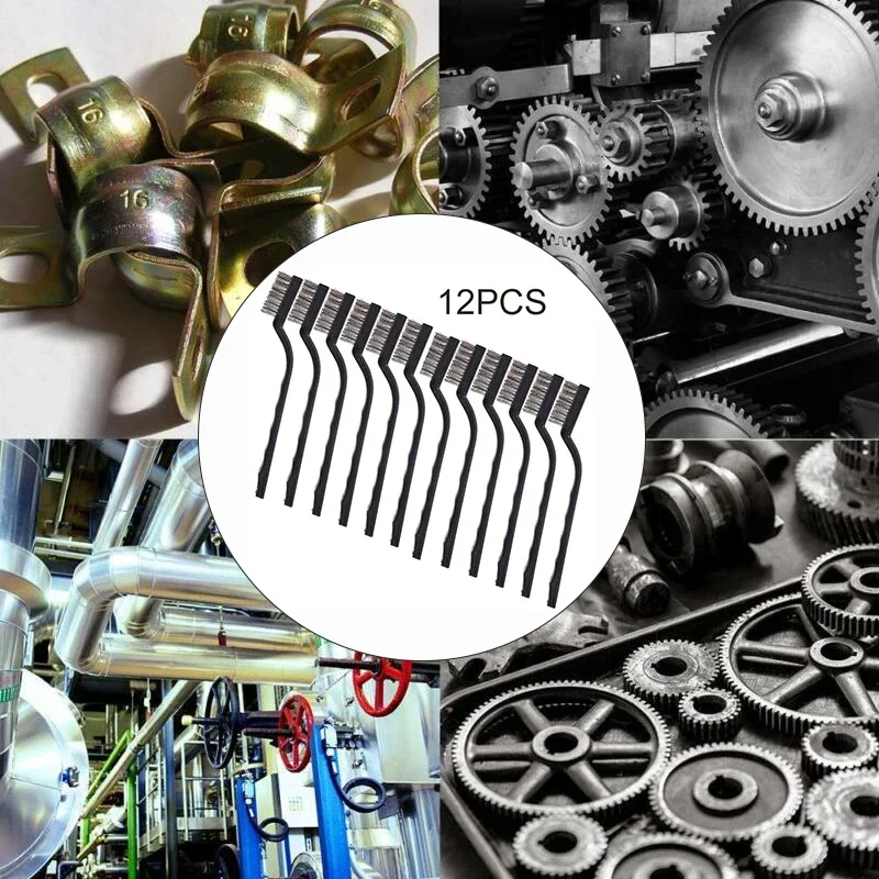 12PCS/6PCS Set Mini Metal Clening Wire Brushes DIY Paint Rust Remover Removal Cleaning Polishing Detail Metal Brushes Tools 3