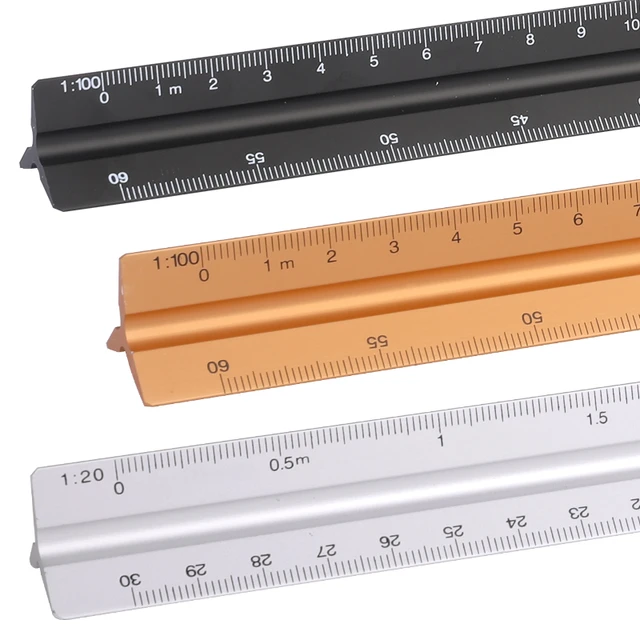 Fenrry 1Pcs 30cm Triangle Scale Ruler Aluminium Metal Architect Engineer  Technical Ruler Drafting Ruler for Architect Civil - AliExpress