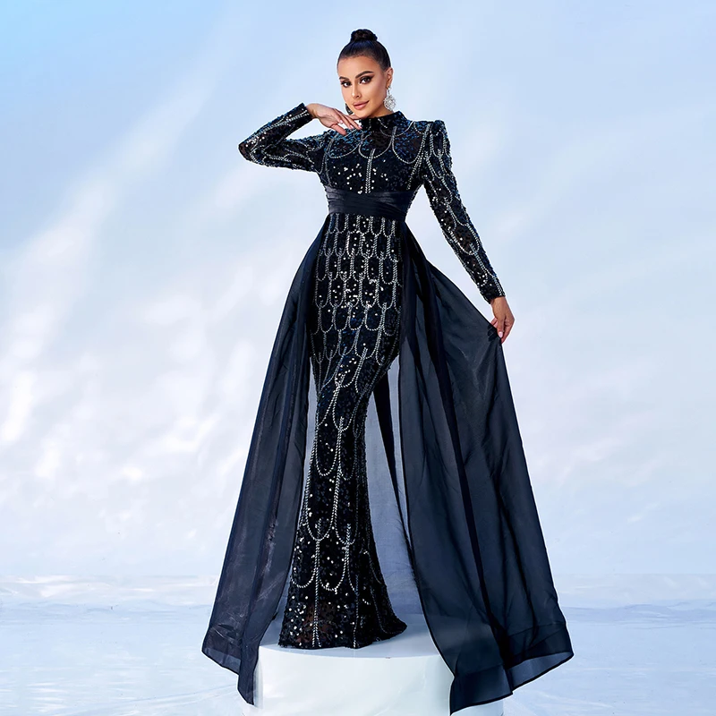 white christmas dresses Black Lace Mermaid Sweetheart Long Prom Dresses With Slit, Party Dresses,  MP801 main image 1