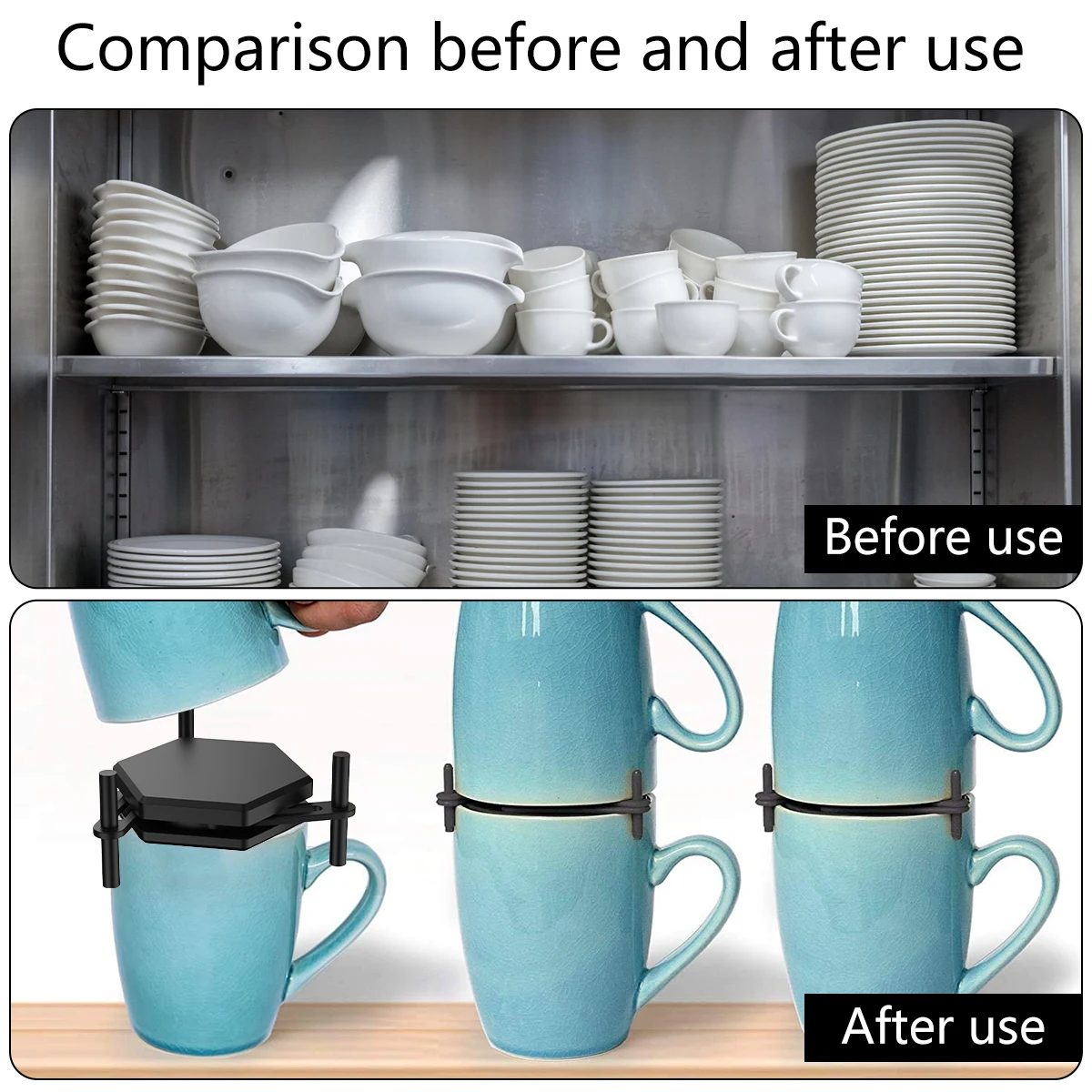 6/12Pcs Coffee Mug Stacker Adjustable Cup Storage Display Holder Kitchen Cabinet Drinkware Cup Organizer Rack Expandable 4
