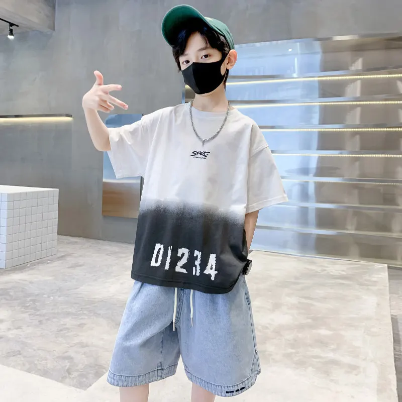 

Children Summer Boys Clothes Set T Shirt + Shorts Casual Sports Suits Kids Clothing Tracksuit Teen Outfits 5 6 8 9 10 12 14Years