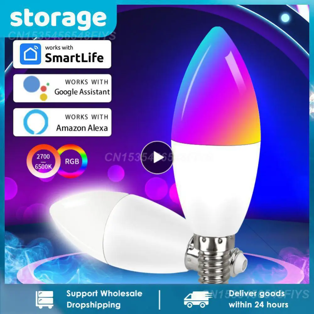 

Wifi Smart Light Bulb E14 Candle Lamp RGB+CW+WW 5W 7W 9W Tuya Smart Life APP Voice Control Compatible Alexa Home Dimmable