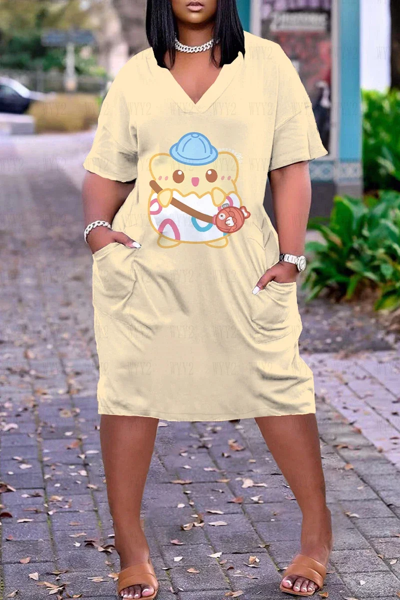 

Fashion Summer Dresses for Women 2023 V-neck Women's Dress Y2k Pocket Luxury Woman Party Dress Ladies Vintage Female Clothing
