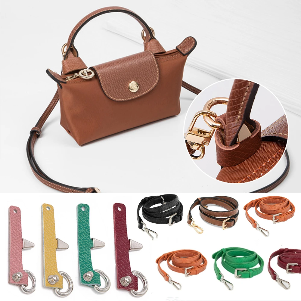 

1Pair Bag Transformation Accessories Longchamp Mini Bag Straps Punch-free Genuine Leather Shoulder Strap Crossbody Conversion