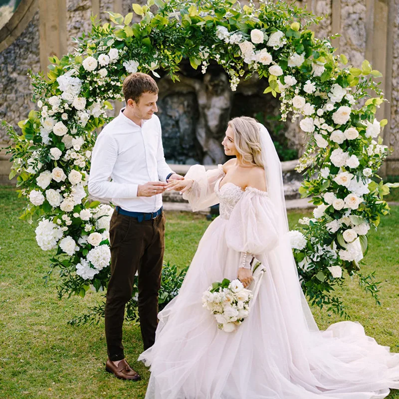 Metal Circle Stand Wedding Arche Round Balloon Arch Flower Gold Background Arch DIY Frame Birthday Party Baby Shower Decorati 4