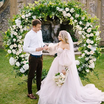 Metal Circle Stand Wedding Arche Round Balloon Arch Flower Gold Background Arch DIY Frame Birthday Party Baby Shower Decorati 4