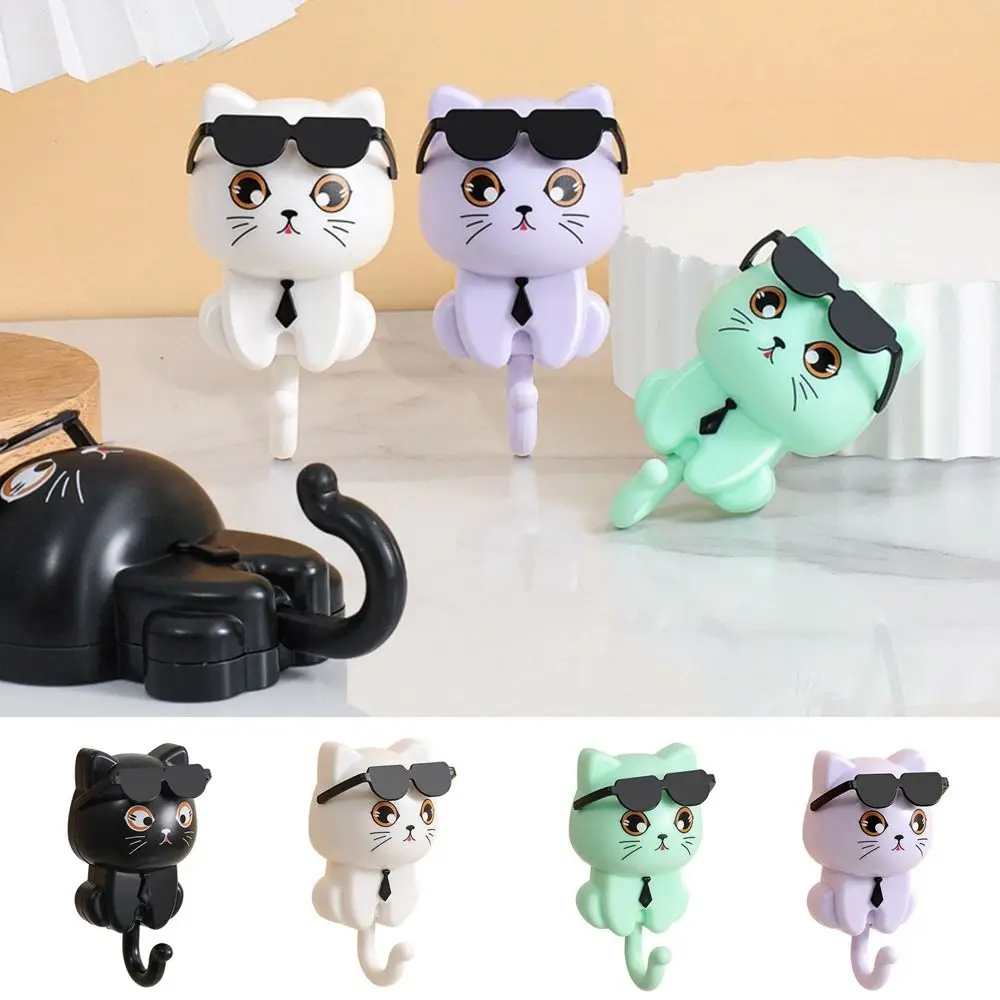 Funny Plastic Cartoon Cat Hooks Decorative Waterproof Sunglasses Cat Hooks Wall Hanging Key Hangers for Home 3