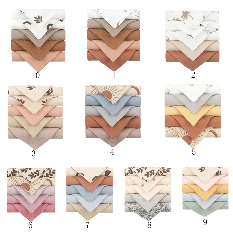 5PCS Baby Towel Toddlers Cotton Burp Cloth Multi-Use Wash Cloth Face Towel High Absorb Teething Towel Sweat Absorb Cloth