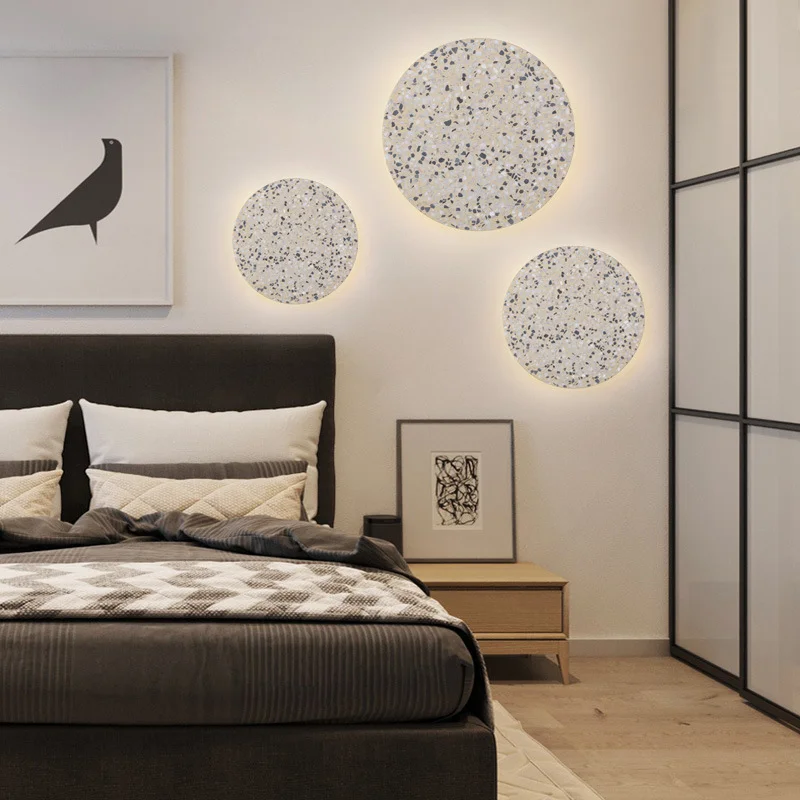 Nordic Terrazzo Wall Lamp Living Room Porch Bedroom Bedside Dining Hall Aisle Stairs Sconce Led Light Shop Restaurant Lighting