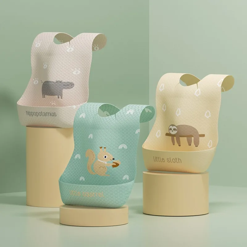 

1/20pcs Baby Bibs Disposable Waterproof Adjustable Food Feeding Supply Baby Bib Set with Food Catcher Disposable Children's Bib