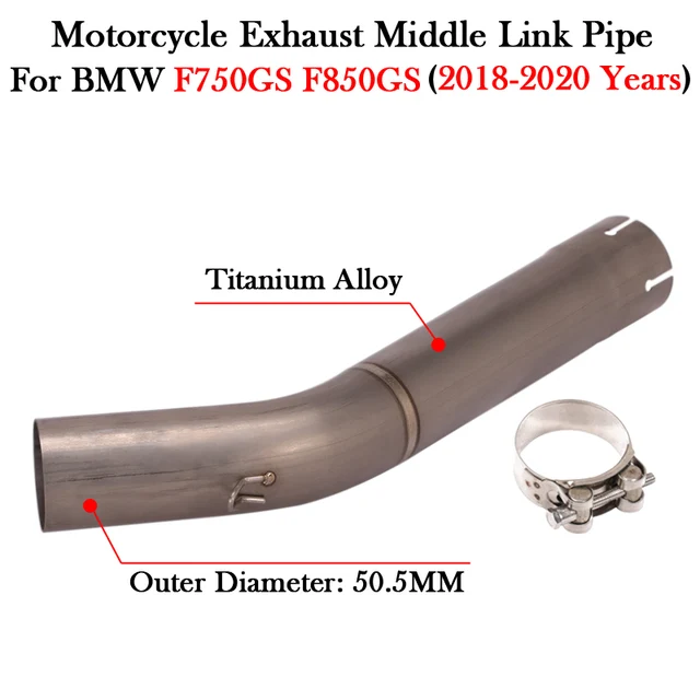 Slip On For BMW F750GS F850GS F 750 850 GS Motorcycle Exhaust Titanium Alloy Middle Link Pipe Modify 51MM Muffler Escape Moto - - Racext 4